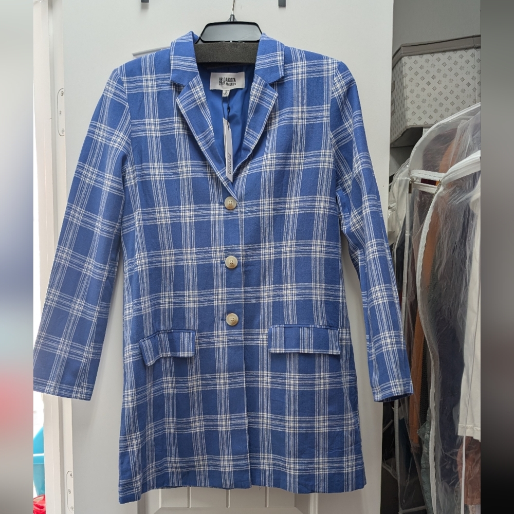 Plaid BB Dakota Steve Madden Long Oversized Blazer Jacket